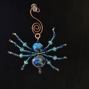 Blue Beaded Spider Ornament
